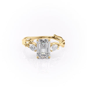 The Three Stone Twig Set With A 1.5 Carat Emerald Moissanite