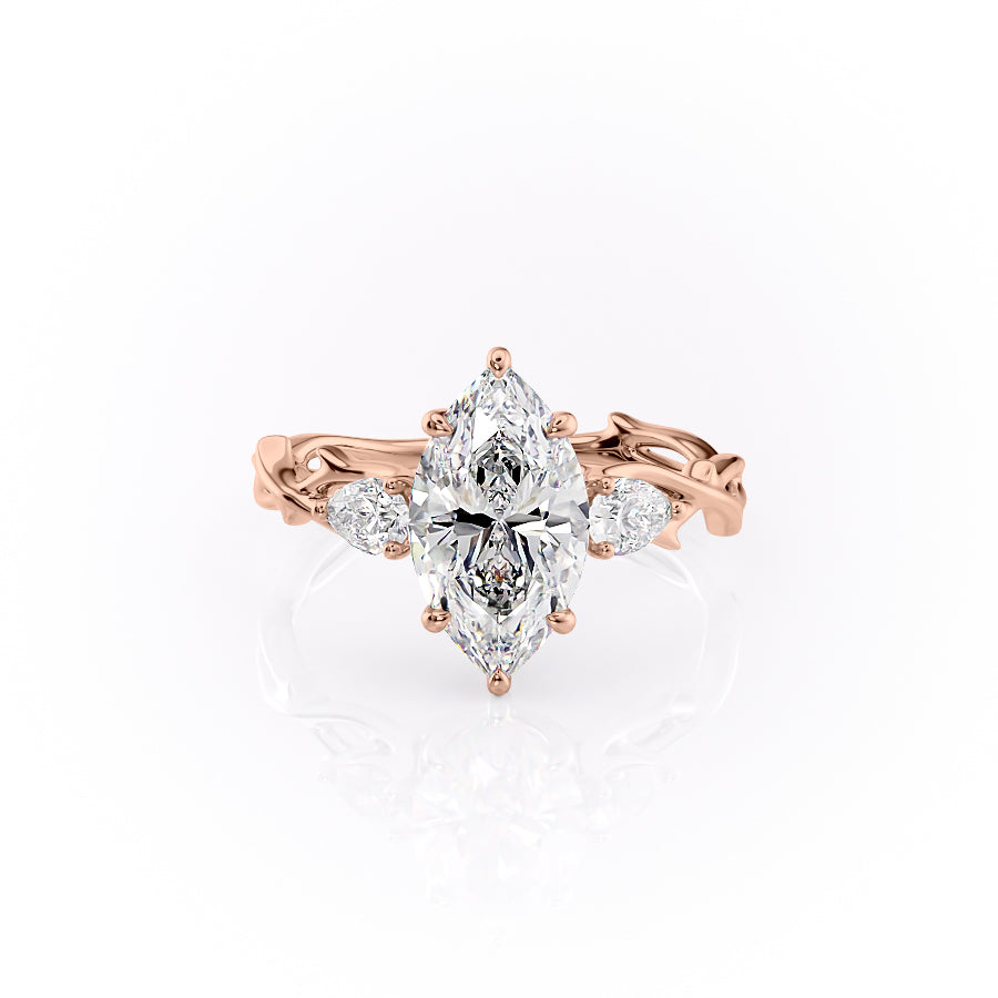 The Three Stone Twig Set With A 1 Carat Marquise Lab Diamond