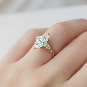 The Three Stone Twig Set With A Marquise Moissanite