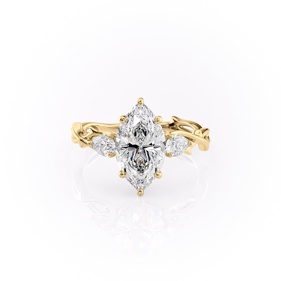 The Three Stone Twig Set With A 2 Carat Marquise Lab Diamond