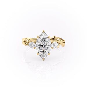The Three Stone Twig Set With A 1.5 Carat Marquise Lab Diamond