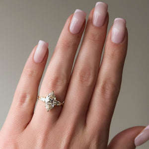 The Three Stone Twig Set With A 2 Carat Marquise Lab Diamond