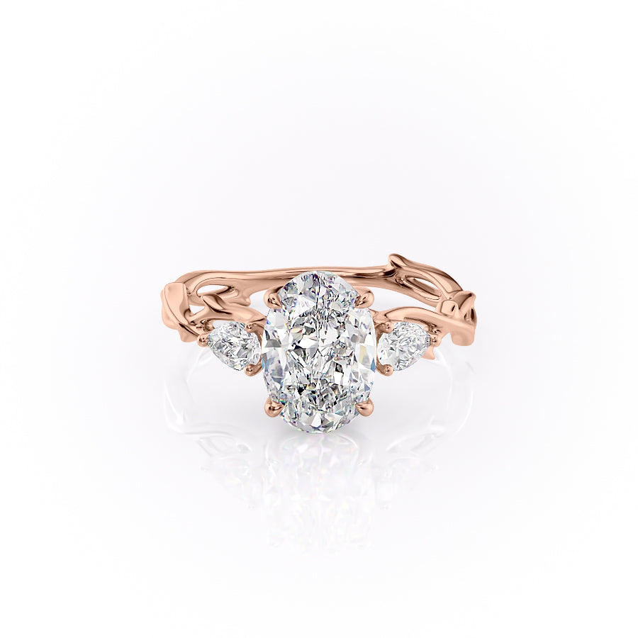 The Three Stone Twig Set With A 1.5 Carat Oval Moissanite