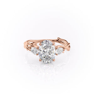 The Three Stone Twig Set With A 3.5 Carat Oval Moissanite