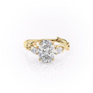 The Three Stone Twig Set With A 1 Carat Oval Lab Diamond