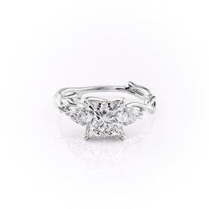 The Three Stone Twig Set With A 1 Carat Princess Lab Diamond