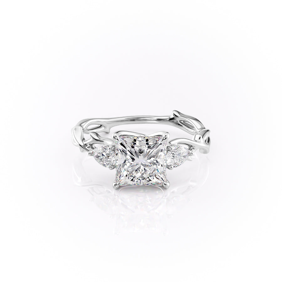 The Three Stone Twig Set With A 3.5 Carat Princess Moissanite