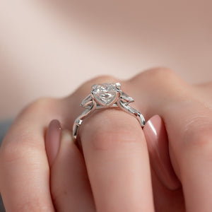 The Three Stone Twig Set With A 1 Carat Princess Lab Diamond