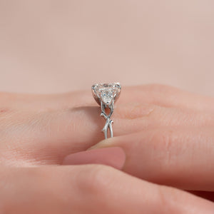 The Three Stone Twig Set With A 1 Carat Princess Lab Diamond