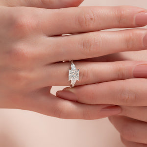 The Three Stone Twig Set With A 1 Carat Princess Lab Diamond