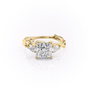 The Three Stone Twig Set With A 3 Carat Princess Lab Diamond