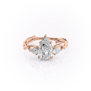 The Three Stone Twig Set With A 2.5 Carat Pear Lab Diamond