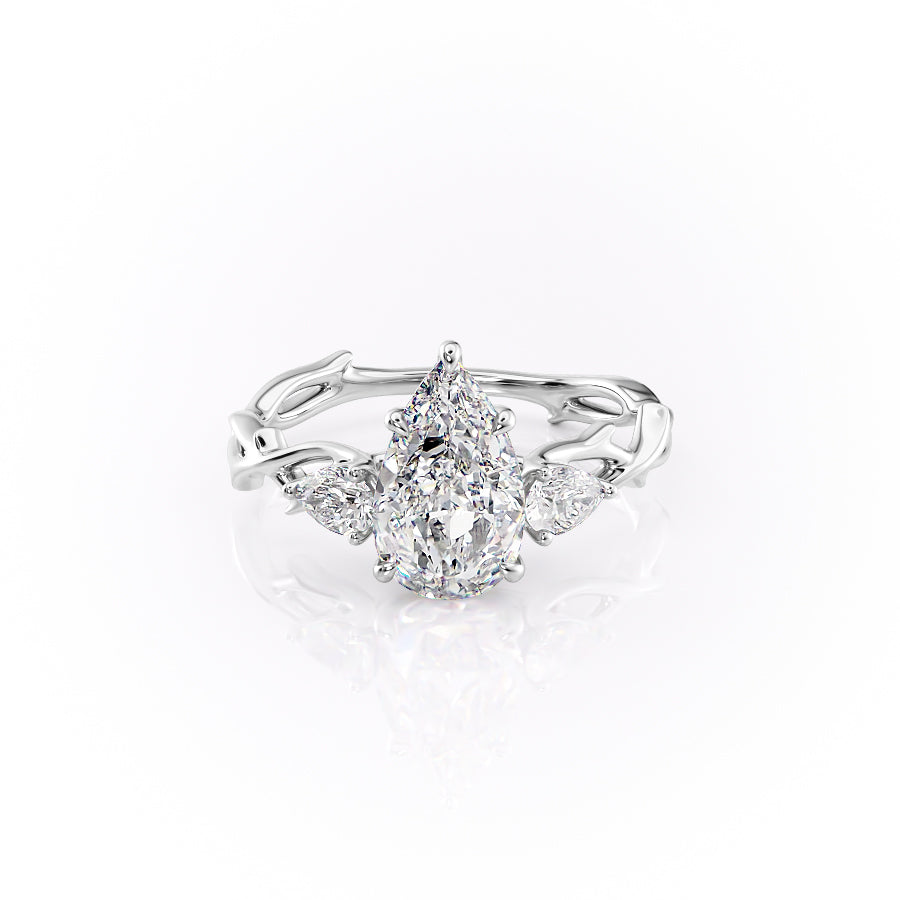 The Three Stone Twig Set With A 1 Carat Pear Lab Diamond
