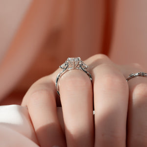 The Three Stone Twig Set With A Pear Moissanite