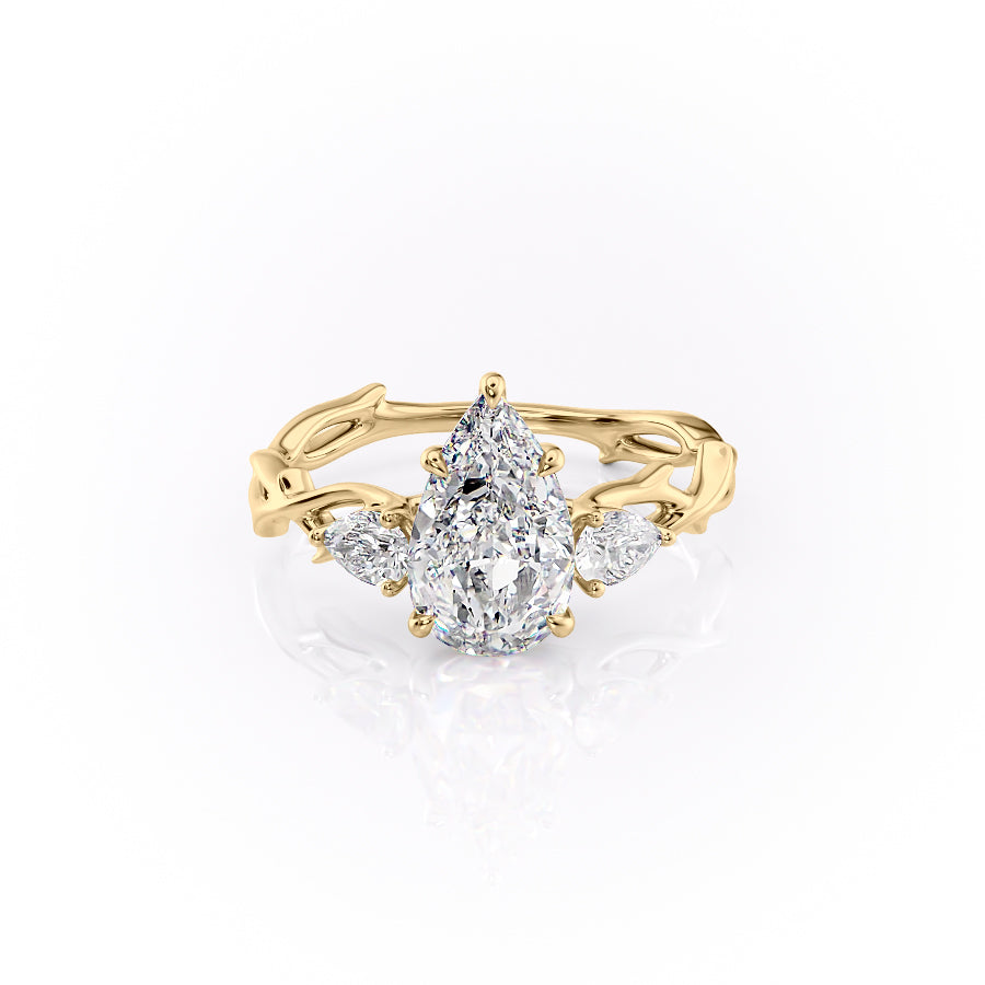 The Three Stone Twig Set With A 1 Carat Pear Lab Diamond