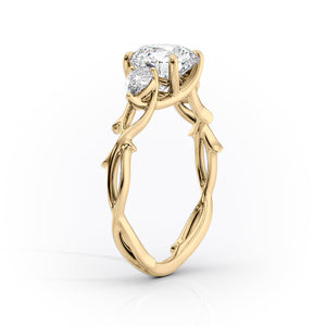 The Three Stone Twig Set With A 2.5 Carat Elongated Cushion Lab Diamond