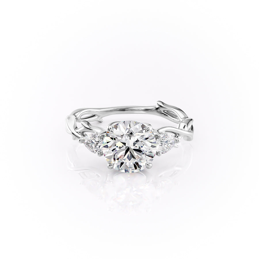 The Three Stone Twig Set With A 3 Carat Round Lab Diamond