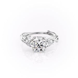 The Three Stone Twig Set With A 2.5 Carat Round Lab Diamond