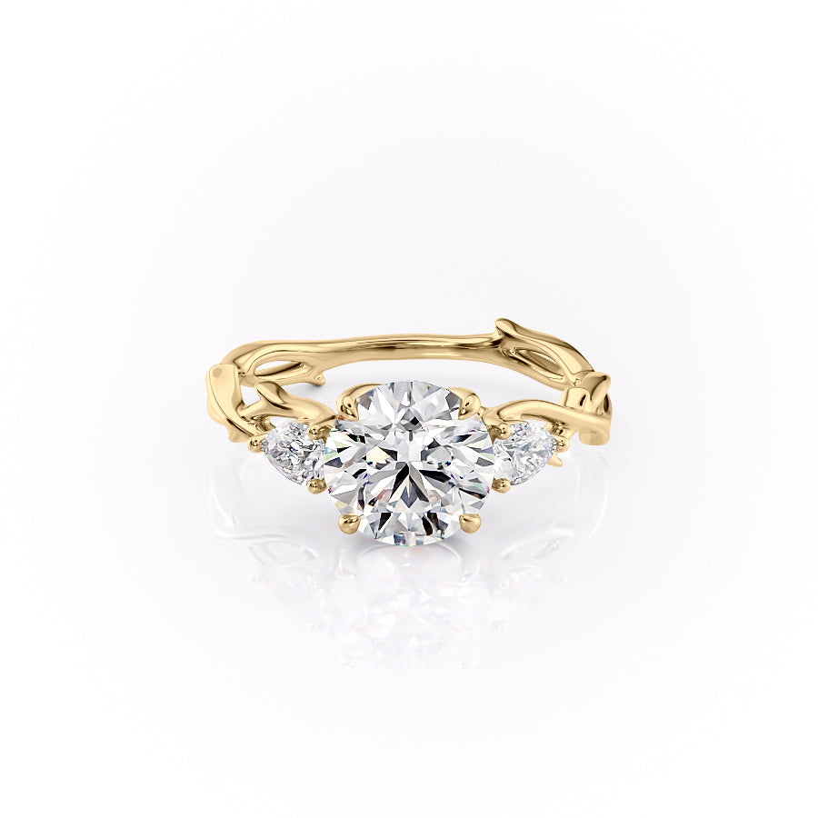 The Three Stone Twig Set With A 3 Carat Round Lab Diamond