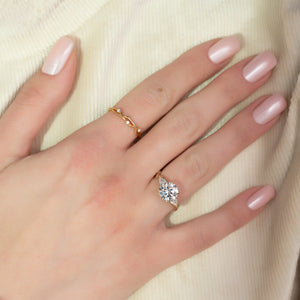 The Three Stone Twig Set With A 2.5 Carat Round Lab Diamond