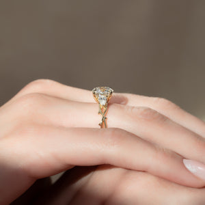 The Three Stone Twig Set With A 2.5 Carat Round Lab Diamond