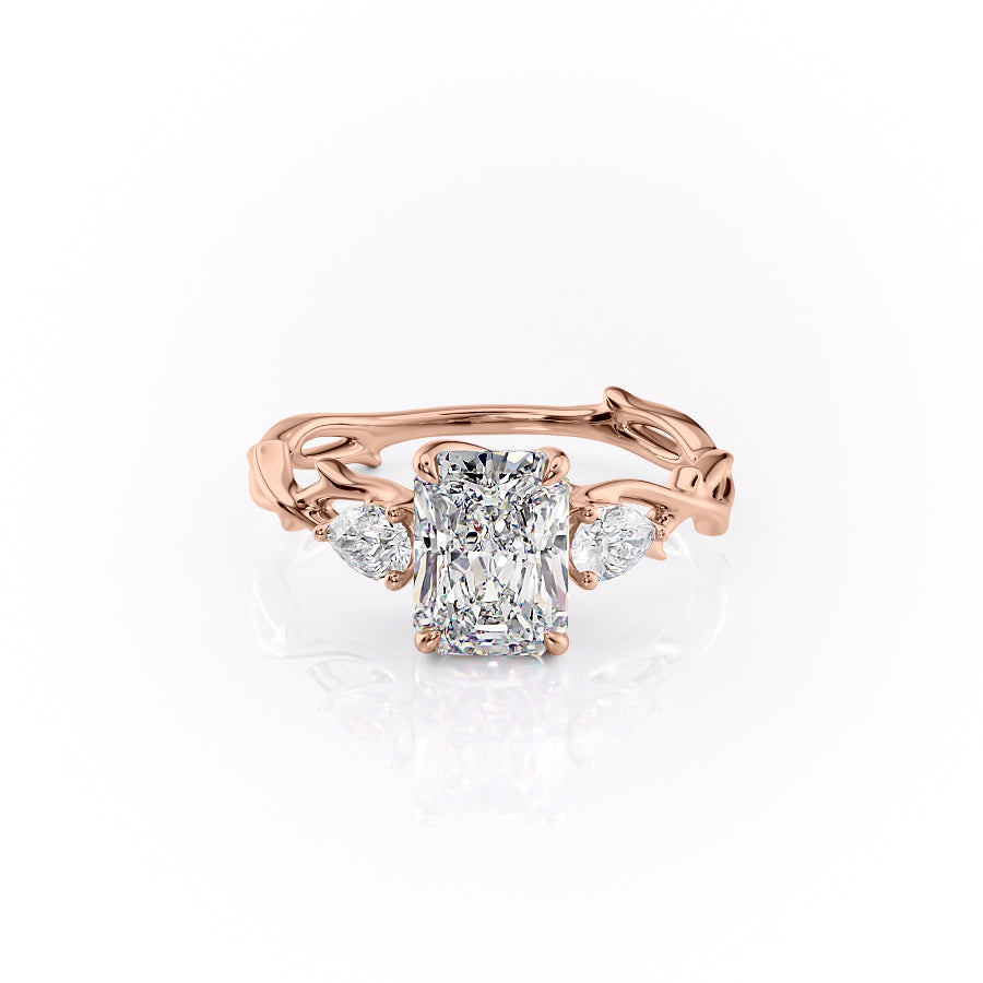 The Three Stone Twig Set With A 3 Carat Radiant Lab Diamond