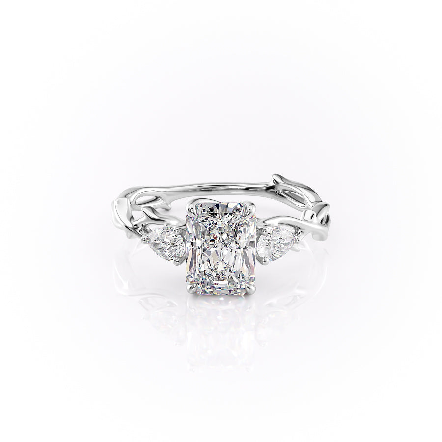 The Three Stone Twig Set With A 1.5 Carat Radiant Lab Diamond