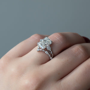 The Three Stone Twig Set With A 1.5 Carat Radiant Lab Diamond