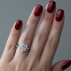 The Three Stone Twig Set With A 1.5 Carat Radiant Lab Diamond