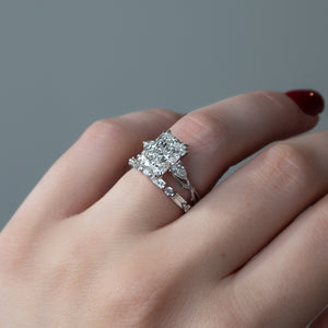The Three Stone Twig Set With A 1.5 Carat Radiant Lab Diamond