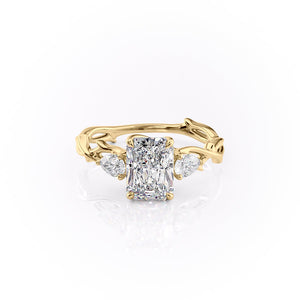 The Three Stone Twig Set With A 2.5 Carat Radiant Moissanite