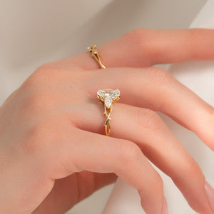 The Three Stone Twig Set With A Radiant Moissanite
