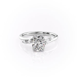 The Nova Set With A 4.5 Carat Elongated Cushion Moissanite