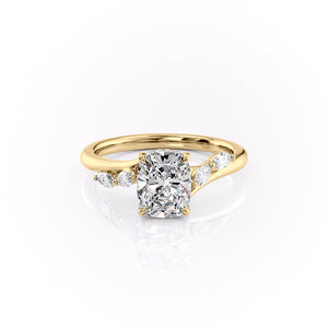 The Nova Set With A 3 Carat Elongated Cushion Moissanite