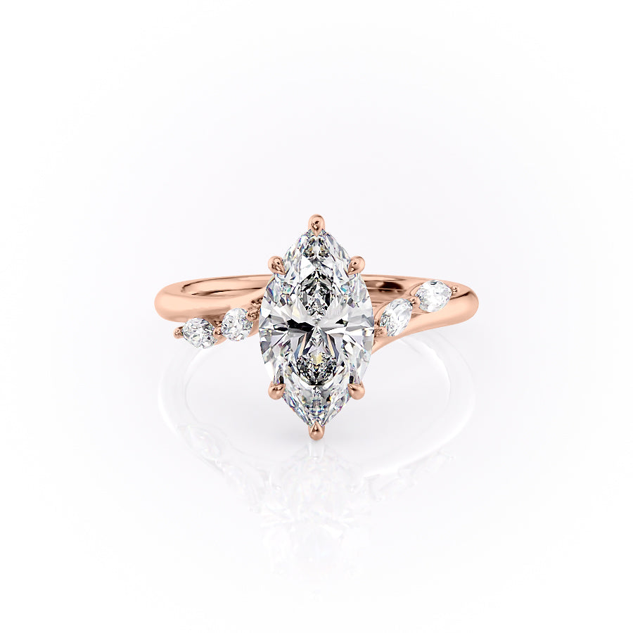 The Nova Set With A 5 Carat Marquise Moissanite