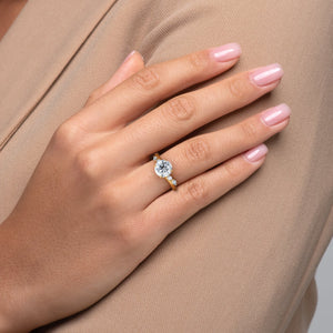 The Nova Set With A 1.5 Carat Round Moissanite