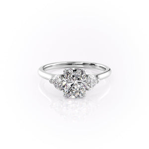 The Hearts Liv Set With A 2.5 Carat Elongated Cushion Moissanite