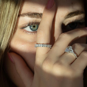 2.3ct East West Radiant U Pave Prong Eternity