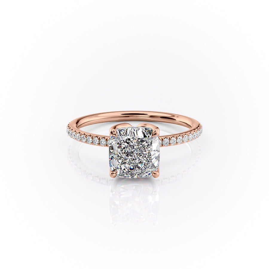 The Pave Lisa Set With A 3 Carat Cushion Lab Diamond