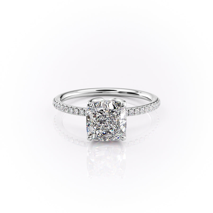 The Pave Lisa Set With A 3.5 Carat Cushion Moissanite