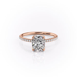 The Pave Lisa Set With A 1.5 Carat Elongated Cushion Lab Diamond