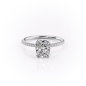 The Pave Lisa Set With A 3 Carat Elongated Cushion Lab Diamond