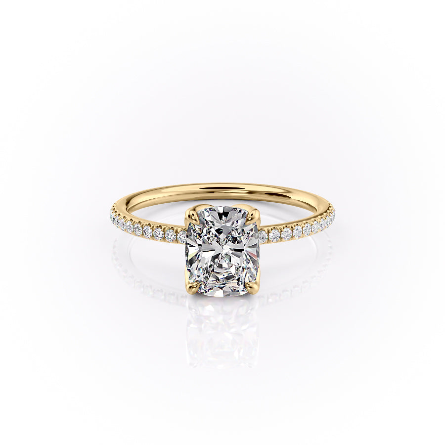 The Pave Lisa Set With A 4.5 Carat Elongated Cushion Moissanite