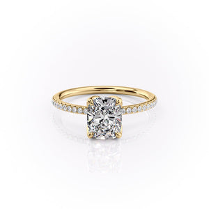 The Pave Lisa Set With A 1 Carat Elongated Cushion Lab Diamond