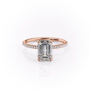 The Pave Lisa Set With A 1.5 Carat Emerald Lab Diamond
