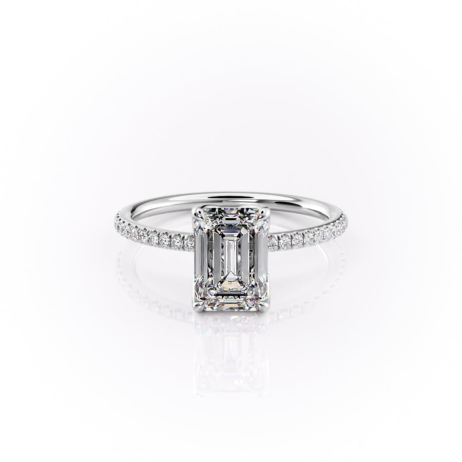 The Pave Lisa Set With A 2 Carat Emerald Lab Diamond
