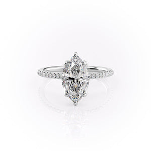 The Pave Lisa Set With A 3 Carat Marquise Lab Diamond