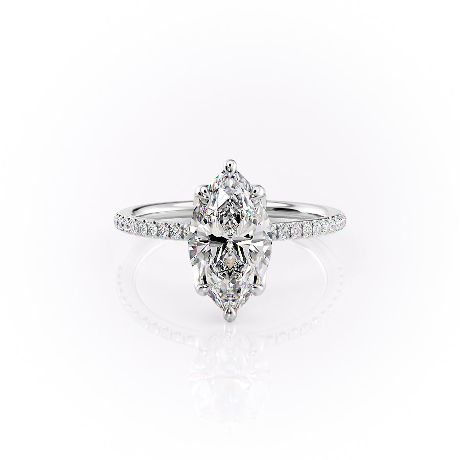 The Pave Lisa Set With A 1.5 Carat Marquise Lab Diamond