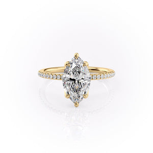 The Pave Lisa Set With A 3 Carat Marquise Lab Diamond