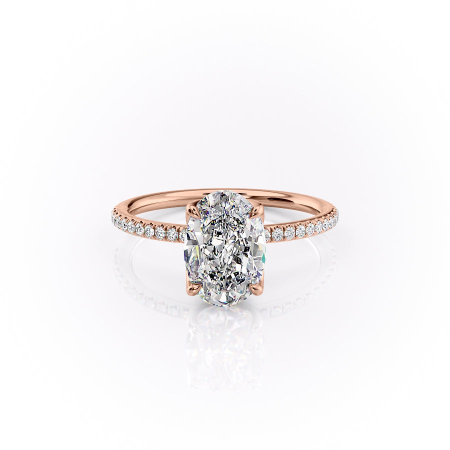The Pave Lisa Set With A 1.5 Carat Oval Moissanite